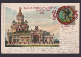 Bahnpost Bayern K.B. Bahnpost Auf Toller Litho Ansichtskarte München Ausstellung - Covers & Documents