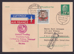 Flugpost Brief Air Mail DDR Ganzsache Gute Zuleitung Air France Postflug Hamburg - Covers & Documents