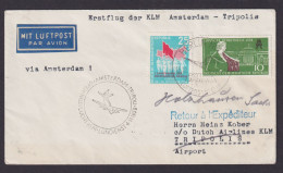 Flugpost Brief Air Mail KLM Amsterdam Tripolis Libyen Lufthansa DDR Zuleitung - Lettres & Documents