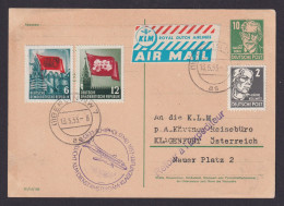 Flugpost Brief Air Mail KLM Dienst Amsterdam Klagenfurt Österreich Zuleitung DDR - Storia Postale