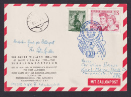 Ballon Flugpost Brief Air Mail Österreich Villach Rs. Alter Stich + Philatelie - Cartas & Documentos