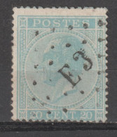 N° 18 Lp. Est3 -  Ambt. Bruxelles - Verviers - 1865-1866 Profil Gauche