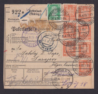 Briefmarken Deutsches Reich Brief Paketkarte Rottenbach Thüringen Nach Sarajevo - Lettres & Documents