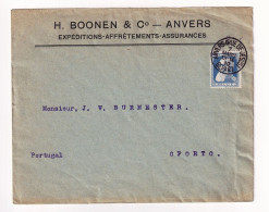 Lettre Anvers 1910 Belgique Antwerpen H. Boonen & Co Expéditions Affrêtements Assurances Oporto Porto Portugal - 1905 Barba Grossa