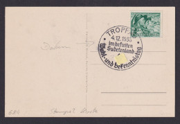 Deutsches Reich Postkarte Troppau Im Befreiten Sudetenland Tschechien SST - Lettres & Documents