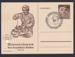 München Deutsches Reich Ganzsache SST Hauptstadt D. Bewegung WHW - Cartas & Documentos