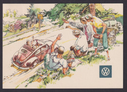 Bund Heuss Im Paar Auf Sehr Selt. Ansichtskarte Auto VW Cabrio Reklame Mit 5 Pfg - Covers & Documents
