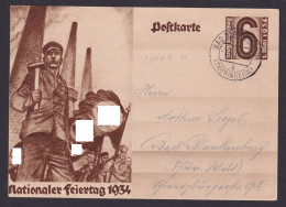 Bad Blankenburg Thüringen Deutsches Reich Ganzsache Nationaler Feiertag 1934 - Lettres & Documents