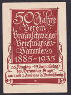 Deutsches Reich Schöne Anlasskarte Philatelie Brauschweig 50 J. Sammlerverien - Lettres & Documents