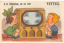 88-VITTEL- CARTE A SYSTEME DEPLIANTE- A LA TELEVISION ON VA VOIR VITTEL - Vittel