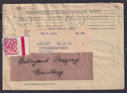 Österreich R Brief EF Porto P 238 Wien Nach Bregenz Als Nachporto 1951 - Covers & Documents