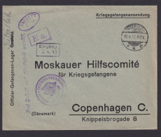 Kriegsgefangenen Brief Lager Crefeld Korriegiert Auf Gütersloh Nach Kopenhagen - Storia Postale