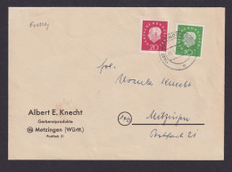 Bundesrepublik Brief 303-304 Heuss III Als FDC Tagesstempel Metzingen 31.1.1959 - Storia Postale