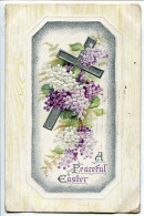 ANGLETERRE Post Card Anglaise Voyagé En 1912 * A Peaceful Easter ( Une Pâques Paisible) CROIX Et Grappes De Fleurs - Pâques