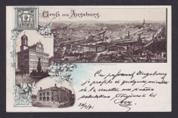 Augsburg Bayern Selten Frühe Vorläufer Litho Ansichtskarte Frankfurt 20.11.1891 - Autres & Non Classés