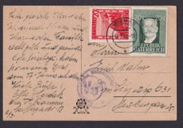 Österreich Zensur Ansichtskarte Wien 55 Nach Leipzig Auf Oster AK 13.3.1948 - Cartas & Documentos