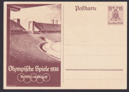 Deutsches Reich Sport Olympia Künstler Ganzsache 15 Pfg. Sign. Georg Fritz 1936 - Lettres & Documents