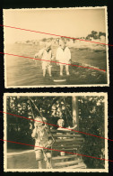 2x Orig. Foto 30er Jahre Hübscher Jungen Spielen Zusammen, Sweet Boys Play Together, Beach Fashion, On The Swing - Personnes Anonymes