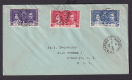 St. Vincent Britische Kolonien Karibik Brief Kingston Nach New York USA Krönung - St.Vincent Und Die Grenadinen