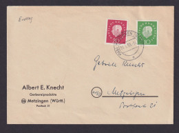 Bundesrepublik Brief 303-304 Heuss III Als FDC Tagesstempel Metzingen 31.1.1959 - Briefe U. Dokumente