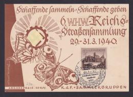 Köln Anlasskarte Deutsches Reich 6.WHW Reichs Strassensammlung K.d.F Insekten - Covers & Documents