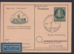 Flugpost Airmail Luftpost Berlin Ganzsache P 24 Selt SST Segelflug Hornberg - Postales - Usados