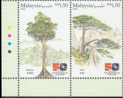 Malaysia 2024-5 50th China Diplomatic Relations MNH (color) Flora Tree Mountain Joint Issue - Malaysia (1964-...)