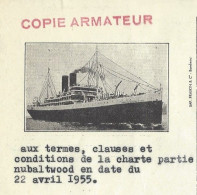 1955 ENTETE NAVIRE CONNAISSEMENT  « on Board » MARCHANDISES De Bordeaux Pour Great Yarmouth Royaume Uni  BOIS SCIAGE PIN - 1950 - ...