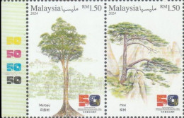 Malaysia 2024-5 50th China Diplomatic Relations MNH (logo) Flora Tree Mountain Joint Issue - Malaysia (1964-...)