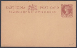Inde British India Mint Unused Quarter Anna Queen Victoria Postcard, Post Card, Postal Stationery - 1882-1901 Empire