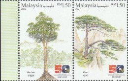 Malaysia 2024-5 50th China Diplomatic Relations MNH (left Margin) Flora Tree Mountain Joint Issue - Malesia (1964-...)