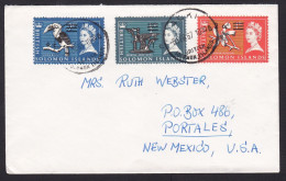 British Solomon Islands: Cover To USA, 1967, 3 Stamps, Bird, Flower, Queen, Value Overprint, Cancel Auki (traces Of Use) - Salomonen (...-1978)