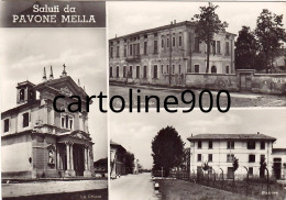 Lombardia-brescia-pavone Mella Saluti Da Pavone Mella Vedute Comune Stazione Chiesa Anni 50 - Other & Unclassified