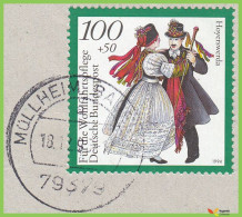 Voyo GERMANY Piece With 1 Stamp 100pf + 50pf 1994 Mi#1760  (o) Used - Traditional Costumes - Hoyerswerda - Gebraucht