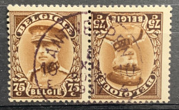 België, 1932, KP15, Gestempeld ANTWERPEN, OBP 12€ - Tete Beche  [KP] & Interpannelli [KT]