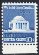 !a! USA Sc# 1510 MNH SINGLE W/ Bottom Margin (a1) - Jefferson Memorial - Nuevos