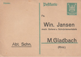 Entier (neuf) Repiqué Par Win. Jansen à  M.Gladbach. (TTB) - Briefkaarten