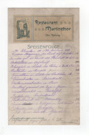 1903 Dt. Reich Kulinarik Grossformatige Werbekarte Restaurant Martinstor Otto Rehnig Mit Speisekarte - Freiburg I. Br.