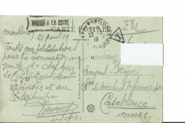 Triangle Avec Un T Apposée - Cpa De Montlucon Vers Casablanca - FM - 1919 - 1859-1959 Cartas & Documentos