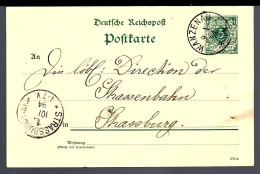 COURRIER DE LA WANZENAU - ENTIER POSTAL - 1894 - POUR STRASBOURG - Briefe U. Dokumente