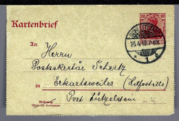 CARTE LETTRE - 1912 - SÉLESTAT - SCHLETTSTADT - POUR ECKARTSWEILER - 10Pf GERMANIA - ENTIER POSTAL - GANZSACHE - Briefe U. Dokumente