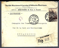 RECOMMANDÉ DE SCHILTIGHEIM - 1953 - POUR STRASBOURG - Covers & Documents