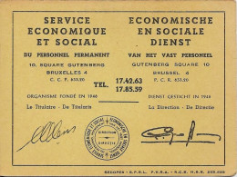 SERVICE ÉCONOMIQUE ET SOCIAL 10 Square Guttenberg BRUXELLES - Carte D'Achat Valable Jusqu'au 30 Sept 1970 - Cartes De Membre