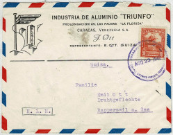 Venezuela 1946, Luftpostbrief / Airmail Caracas - Rapperswil (Schweiz), KLM - Venezuela