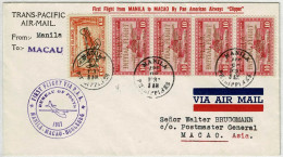 Vereinigte Staaten / USA / Philippine Islands 1937, First Flight Manila - Macao, Pan American Airways Clipper - Filippijnen