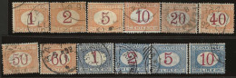 Italy       .  Yvert    .   Taxe  2: 12 Stamps     .  '70- '03    .     O      .    Cancelled - Taxe