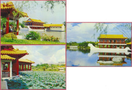 Singapore, CHINESE GARDEN (YU HWA YUAN), Jurong Town, Vintage +/-1970-75's_SW S7578+7571+7573_UNC_cpc - Singapour