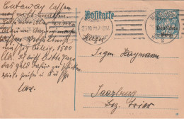 Entier Surchargé ( 30pf) - T. à D. De MÜNCHEN Pour Saarburg. - Cartes Postales