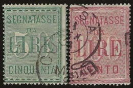 Italy       .  Yvert    .   Taxe  20/21  (2 Scans)     .  1884    .     O      .    Cancelled - Postage Due