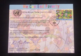 D) 2008, UNITED NATIONS, FIRST DAY COVER, ISSUE, WE CAN END POVERTY, MESSAGE FROM THE SECRETARY-GENERAL OF THE UNITED NA - Autres & Non Classés